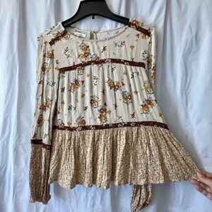 Maurices Women Size S Tiered Floral Peplum Flowy Top Cottagecore Boho Peasant